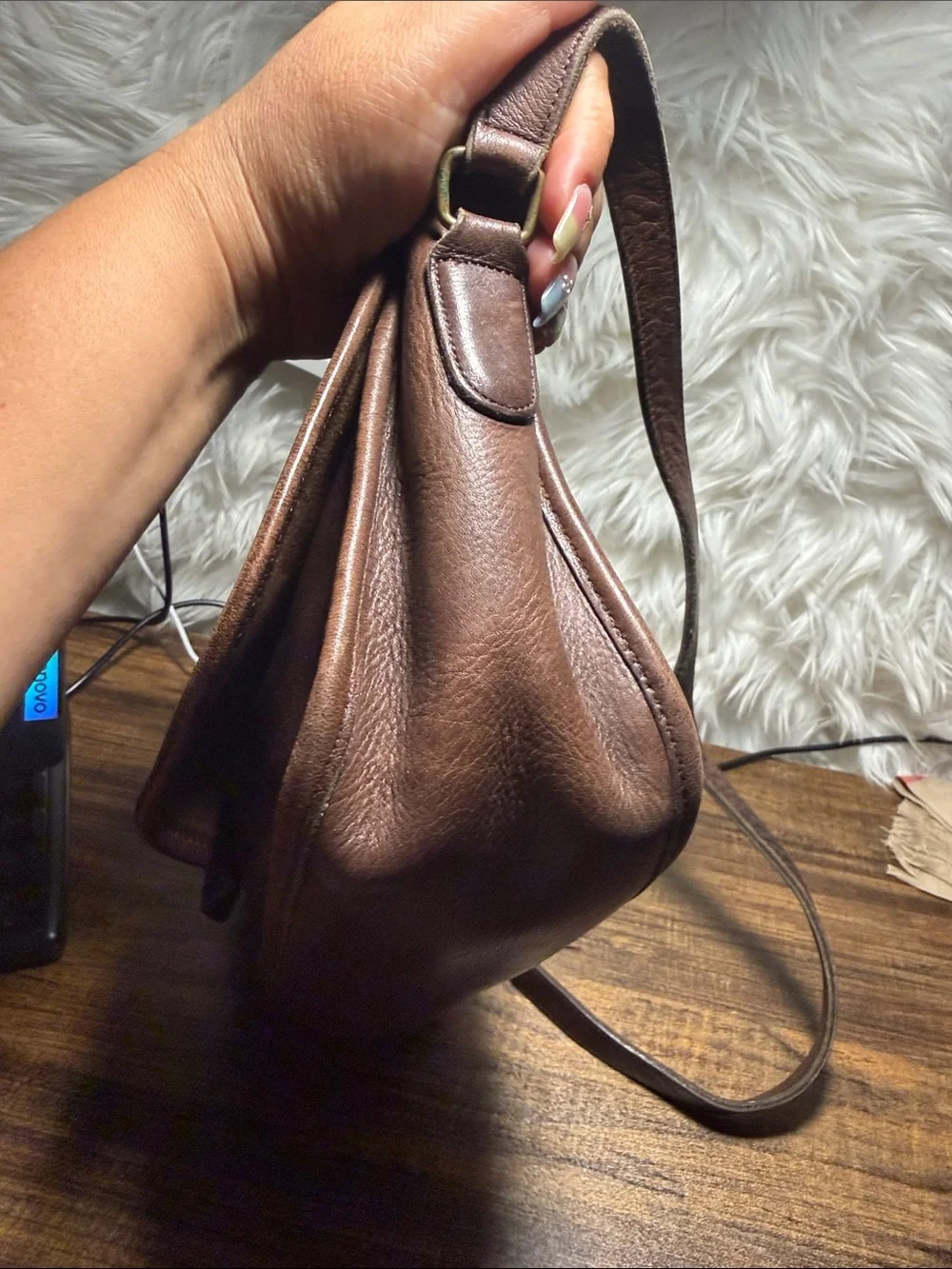 Coach Brown Leather Messenger Bag with Turn-Lock Closure Vintage